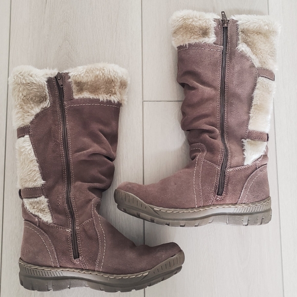 Naturalizer Brown Suede Leather Upper Faux Fur Shearling Lined Winter Boots Sz 7 - Picture 3 of 11